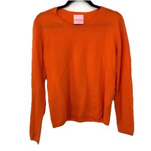 Crush Womens Size 2 Medium 100% Cashmere Sweater Orange Soft Boxy Long Sleeve